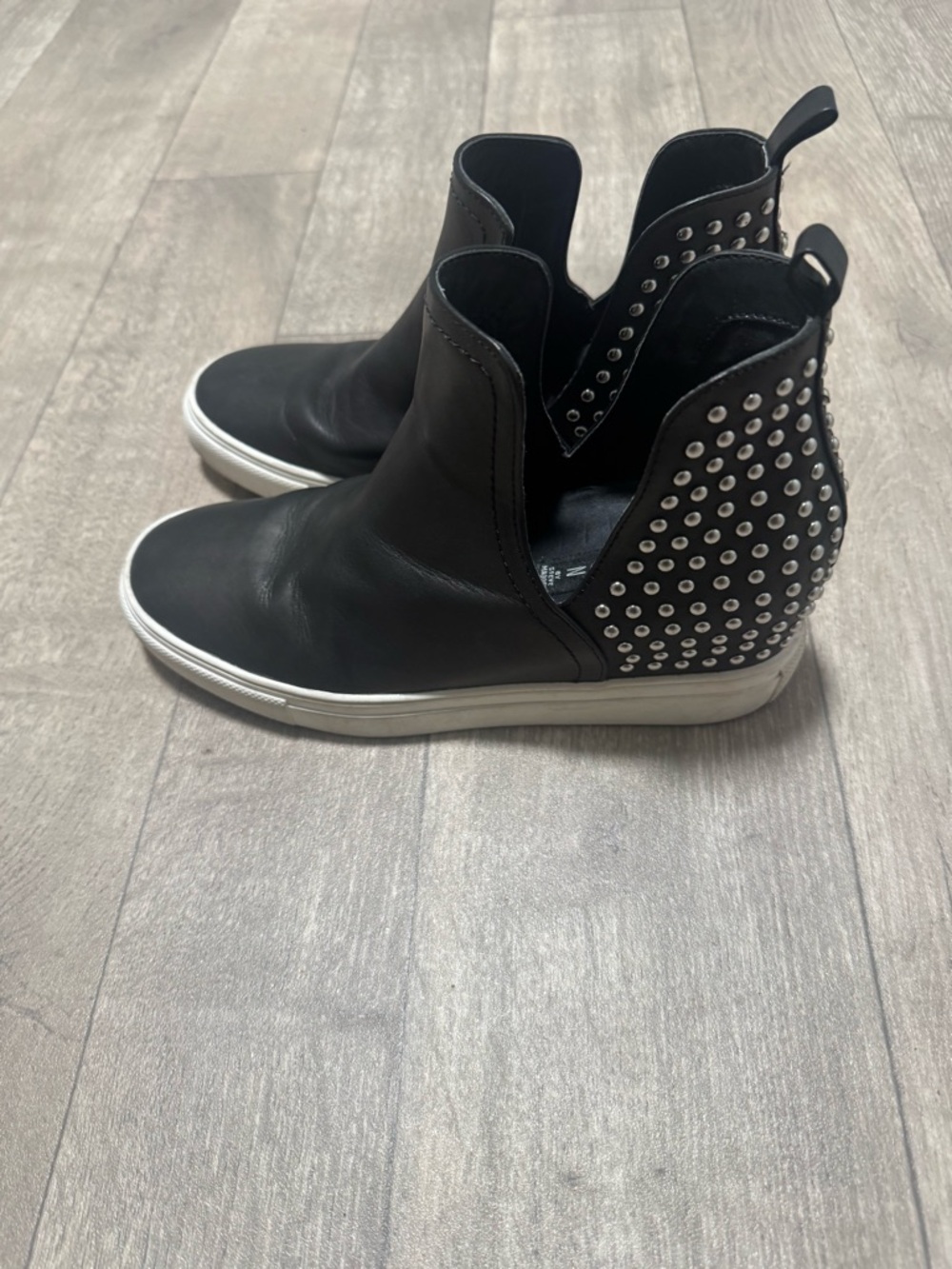 Steven By Steve Madden Black Studded Slip-On Ankle Booties